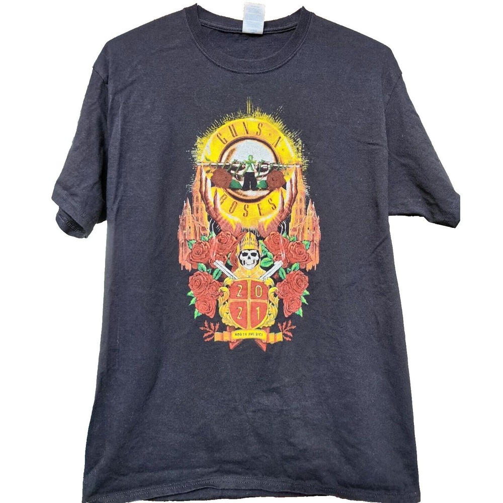 Guns N' Roses 2021 We'reF'n'Back! 2 Sided black band T-shirt Size Large Rock - Picture 1 of 5